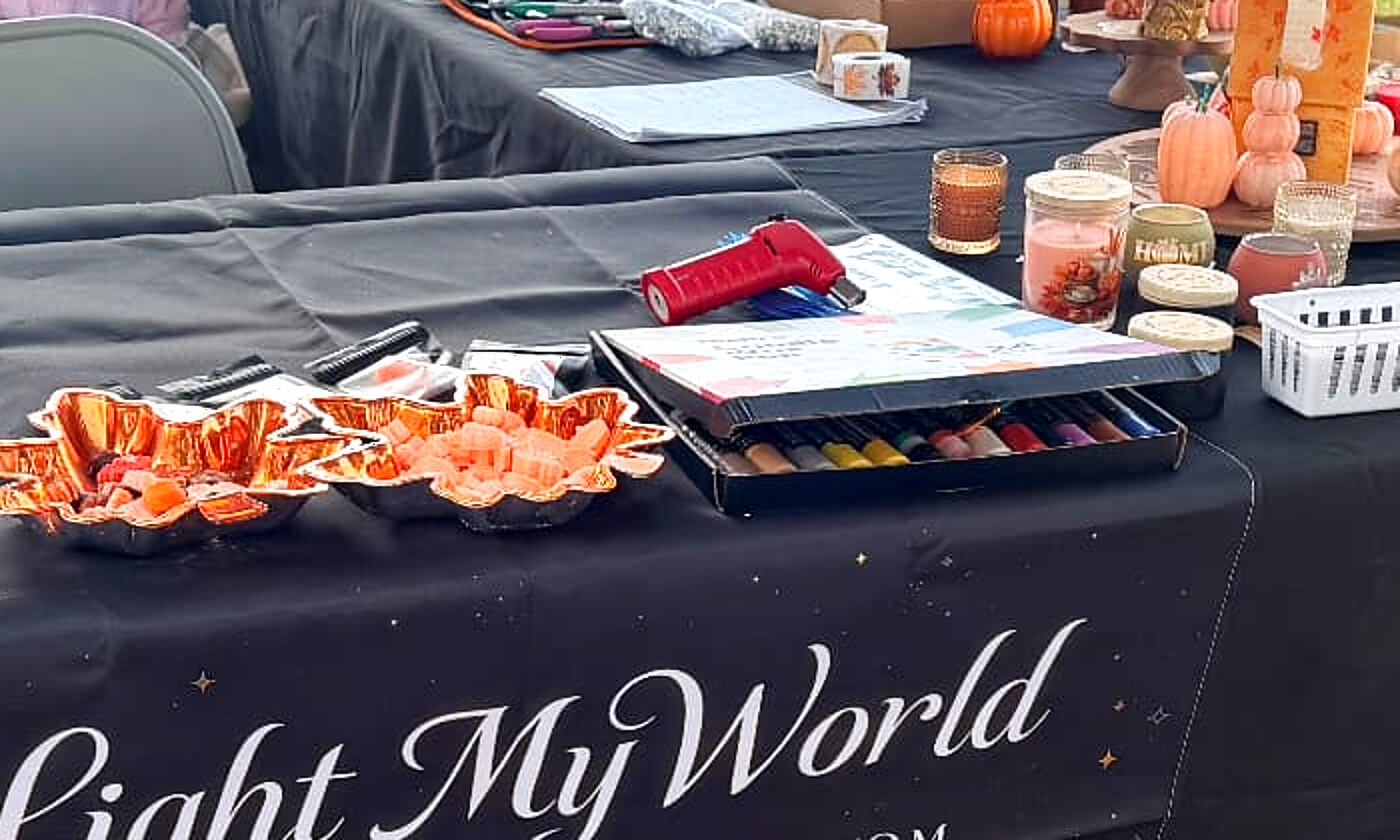 Trays of wax melts next to a wax painting kit