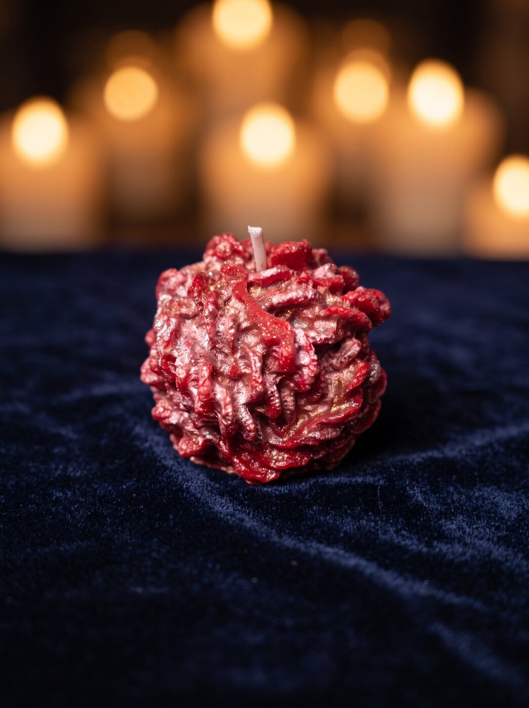 Ruby peony sculpted candle