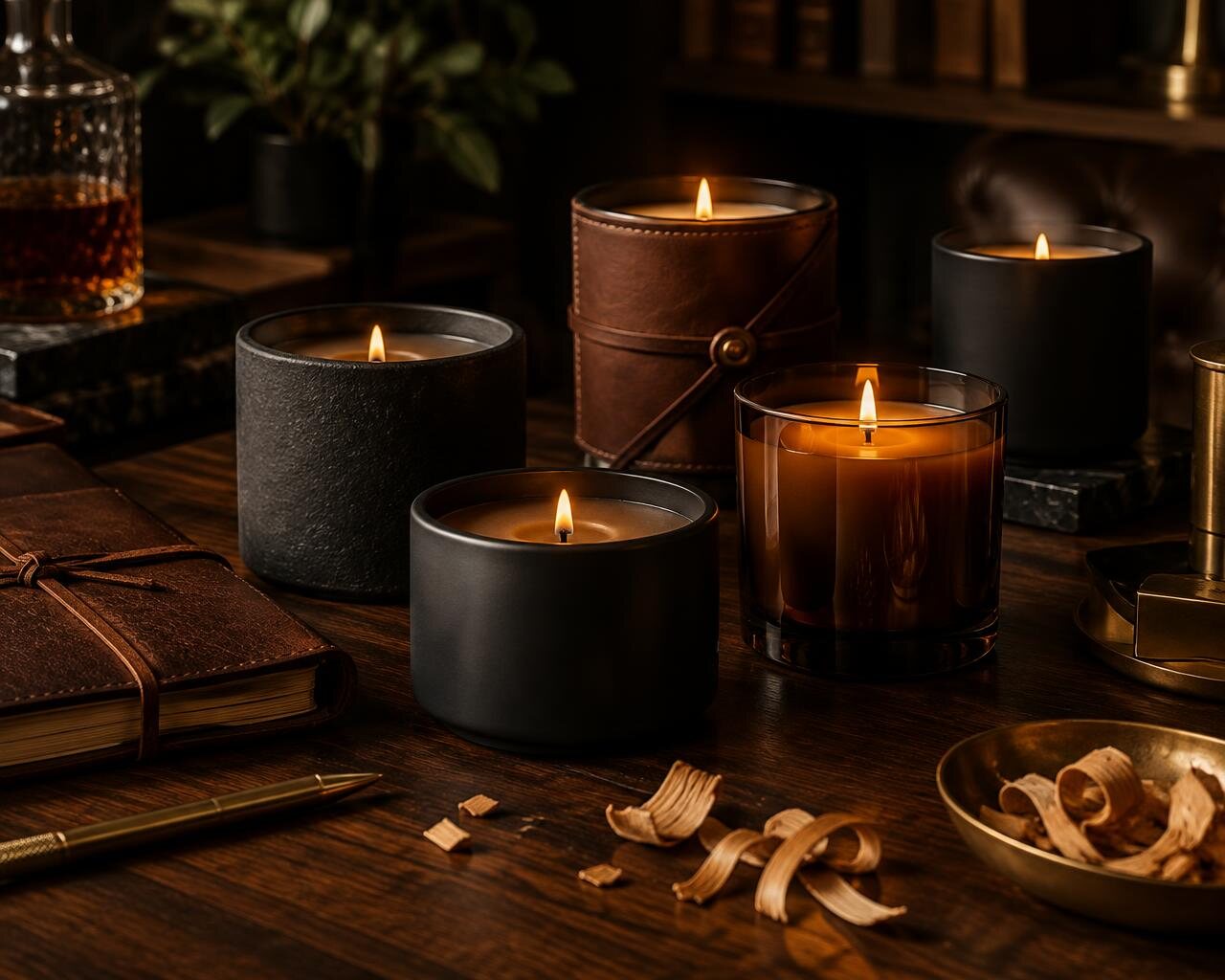 Men's Series candles in dark jars