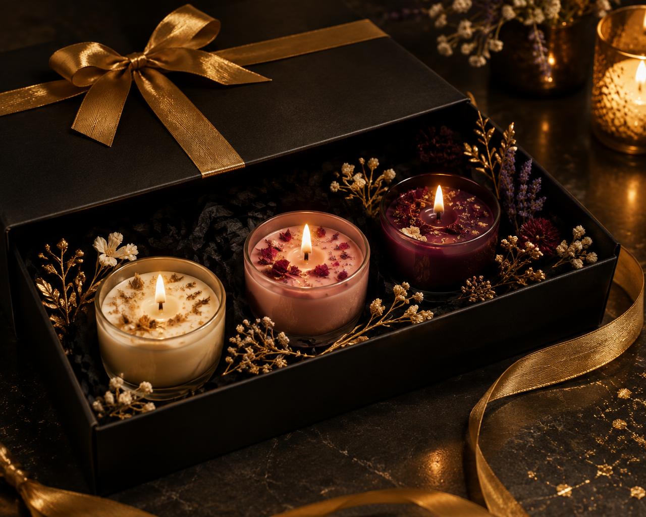 Candle gift set in a black box